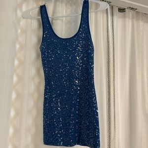 NWOT Express tank top, royal blue w clear sequins on front. Never worn, size S